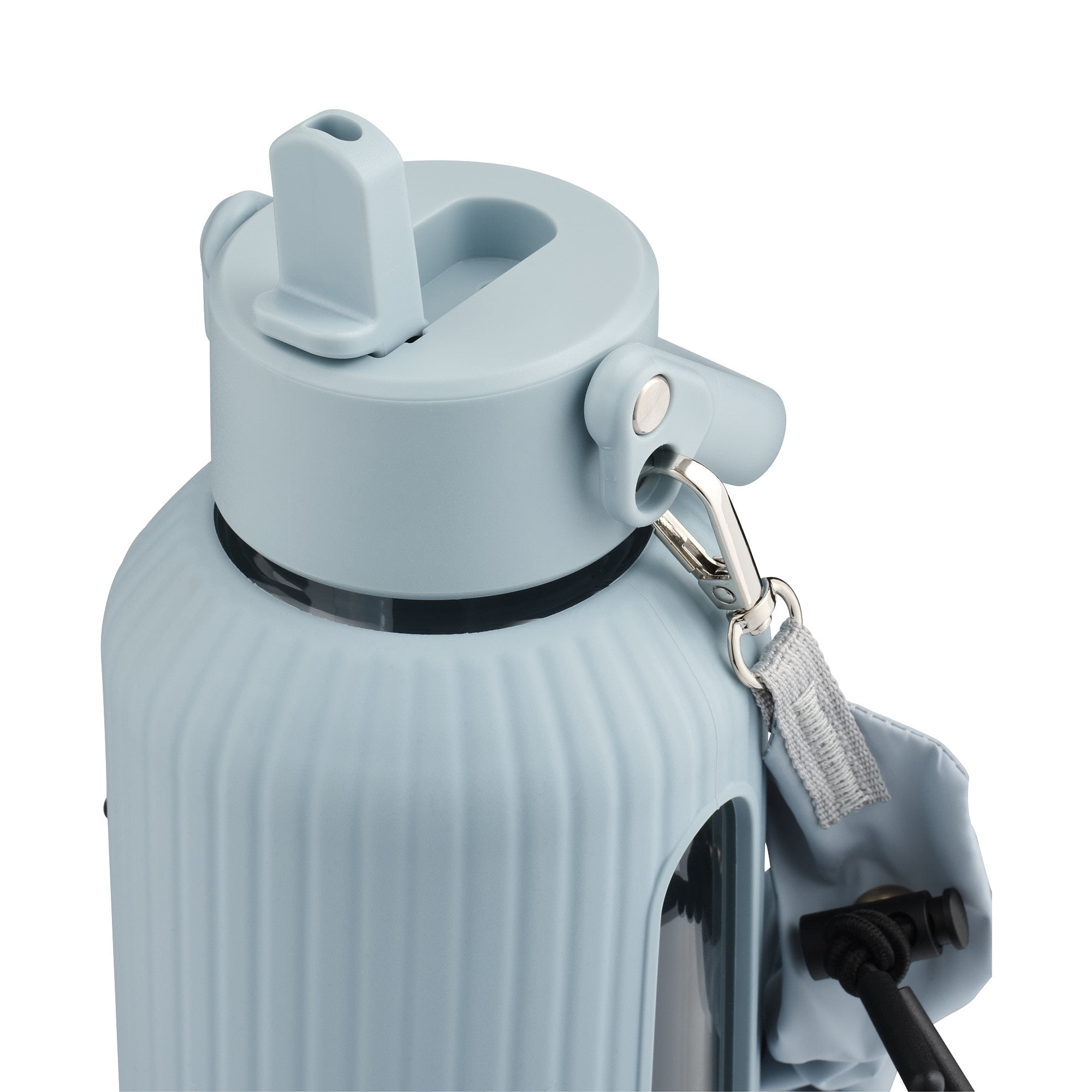 Mary Lawless Lee x TAL 32oz Glass Vista Water Bottle with Ribbed Sleeve and Strap, Blue