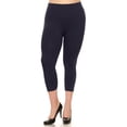 thumbnail image 4 of COUVER Women Seamless Stretch Capri Leggings, Navy Blue, Plus Size, 4 of 8