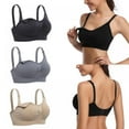 thumbnail image 2 of 3 Pack Seamless Maternity Nursing Bra for Womens Sleeping Wirefree Breastfeeding Pregnancy Bralette(Black&Beige&Gray,3XL), 2 of 9