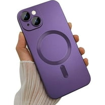 Magnetic Case for iPhone 15 Phone Case for Women Men, Cute Matte Luxury Soft Metallic Luster Design with Camera Lens Protector, Compatible with Magsafe Case for iPhone 15 6.1" -Purple