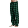 thumbnail image 2 of Casual Pants for Men Plaid Print Lounge Pants Loose Fit Drawstring Comfort Long Trousers for Men Green S, 2 of 6