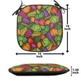 thumbnail image 5 of Vegetables Chair Seating Cushion Set of 4, Cartoon Style Seasonal Food Pattern with Broccoli Corn Lettuce Radish, Seat Pads with Anti-slip Backing, 16"x16", Chocolate Multicolor, by Ambesonne, 5 of 7
