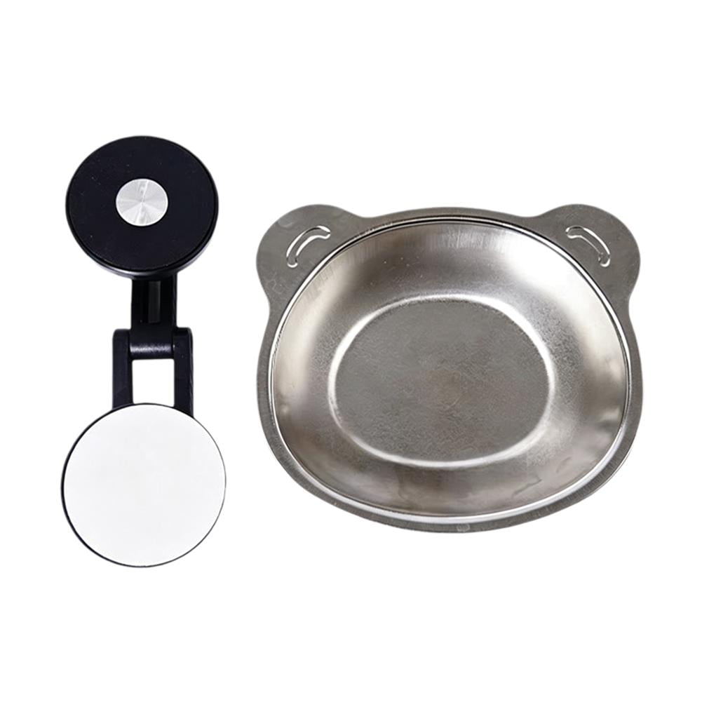 OADUKQ Wall Mounted Cat Bowl, Stainless Steel Adjustable Height Elevated Pet Feeder, Small Spaces Kittens and Senior Cats, Black