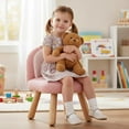 thumbnail image 3 of Guyou Solid Wooden Toddler Chair Ages 1-6, Kid Preschool Chairs with Wooden Legs, Comfy Upholstered Kid Reading Chair, Sherpa Kids Desk Chair for Playroom Kindergarten Preschool Bedroom, Pink, 3 of 12