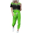 thumbnail image 2 of RYDCOT Women 2 Piece Outfits Lounge Matching Sets Women's Fashionable Loose Fitting Short Sleeved Casual Sports Set Summer Clearance! Green, 2 of 5