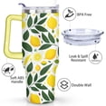 thumbnail image 3 of 40oz Yellow Lemon Pattern Stainless Steel Flip Straw Tumbler Spill Proof Travel Cup Double Wall Vacuum Insulated Coffee Mug with Top Handle, 3 of 6