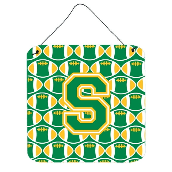 Letter S Football Green and Gold Wall or Door Hanging Prints