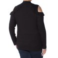 thumbnail image 3 of maison Jules Womens Cold-shoulder Knit Blouse, Black, XX-Large, 3 of 3