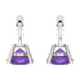 thumbnail image 4 of 2 Ct Round Cut Drop Dangle Purple Natural Amethyst 14K White Solid Solid Gold Everyday Dainty Earrings Lever Back, 4 of 7