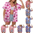 thumbnail image 2 of felwors Women Hawaiian Shirt Tropical Summer Beach Hawaii Shirts Floral Tropic Short Sleeve Button Up Top Blouses Aloha Luau Outfit (Sky Blue, L), 2 of 7