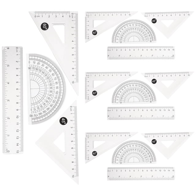 FRCOLOR triangle ruler 4 Sets of Drawing Ruler Tool plastic Scale Drawing Accessories Ruler Measuring Tools,6.3"X1.26"X0.04"