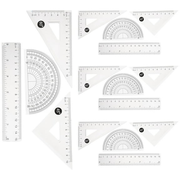 YSNOOWE 4Sets Transparent Plastic Ruler Set for Students 6.29X1.26X0.04in