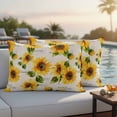thumbnail image 5 of Watercolor Sunflower Pillow Covers 2 Pack Vintage Yellow Floral Pillowcase Waterproof Outdoor Throw Pillow Cover for Patio Balcony Rectangular Cushion 20”x12”, 5 of 9