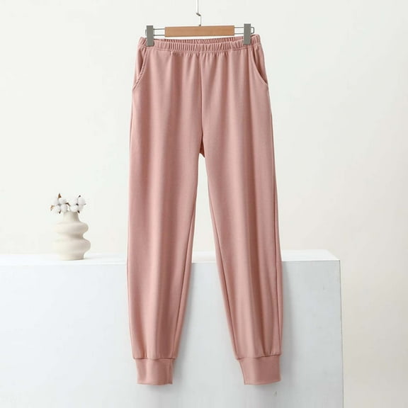 Dxzfnsa Pajama Pants for Women Womens Stretch Casual Solid Color Lounge Pajama Pants Comfy Soft Elastic Waist Sleep Pants with Pockets