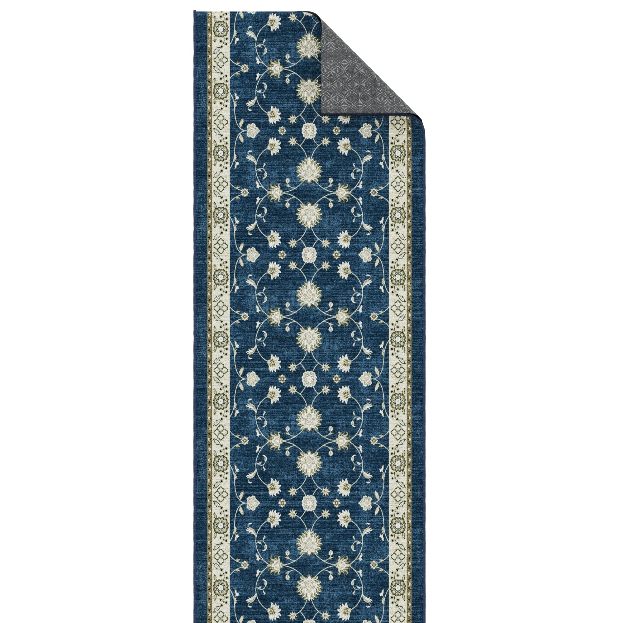 Ottomanson Front Door Mat for Inside 1'10.5" x 3' Soft Non-Slip Washable Rug, Mahal Navy
