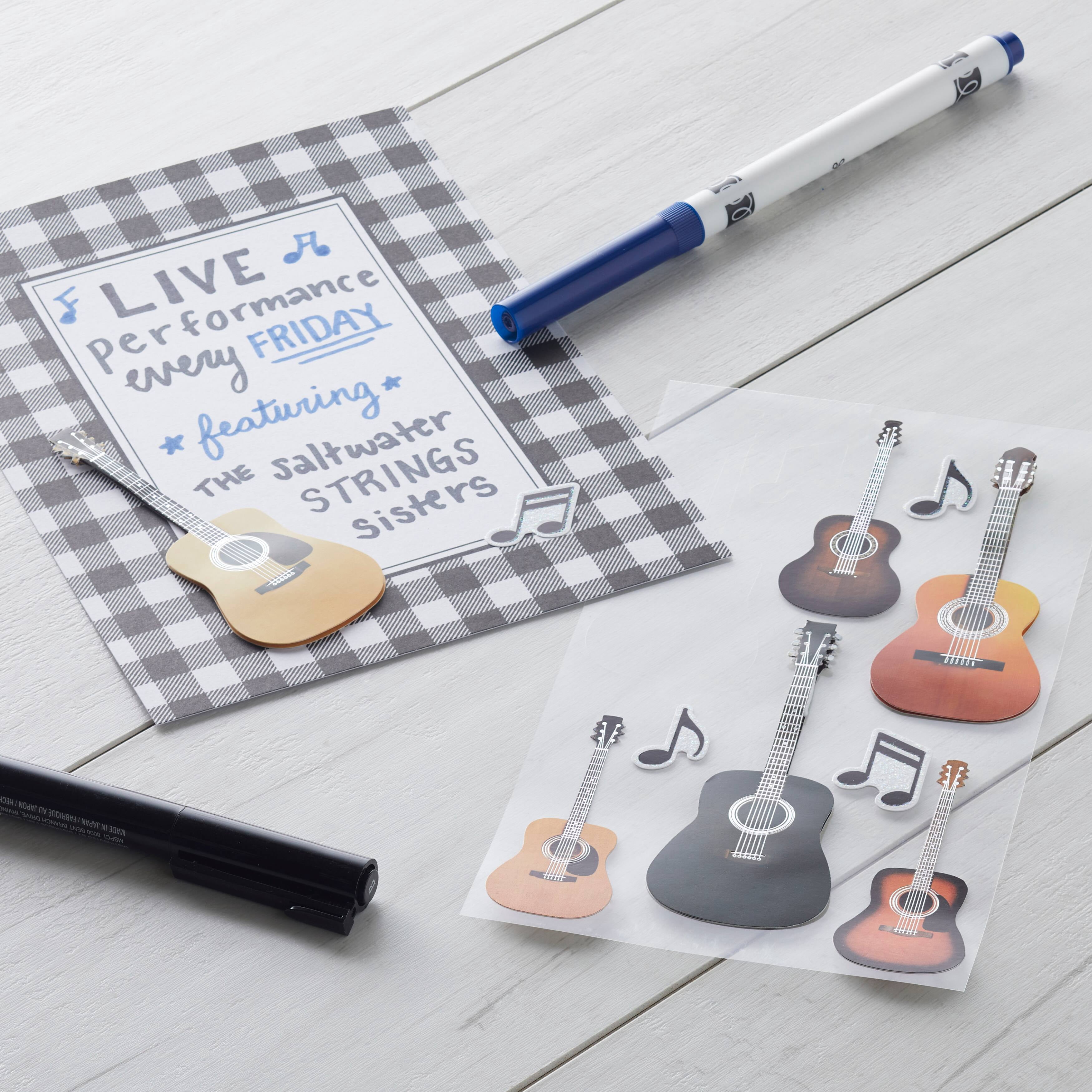 Recollections Acoustic Guitar Stickers, 12 Pack
