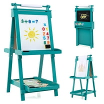 Infans Foldable Easel for Kids 3-in-1 Double-sided Art Easel with Chalkboard Gray