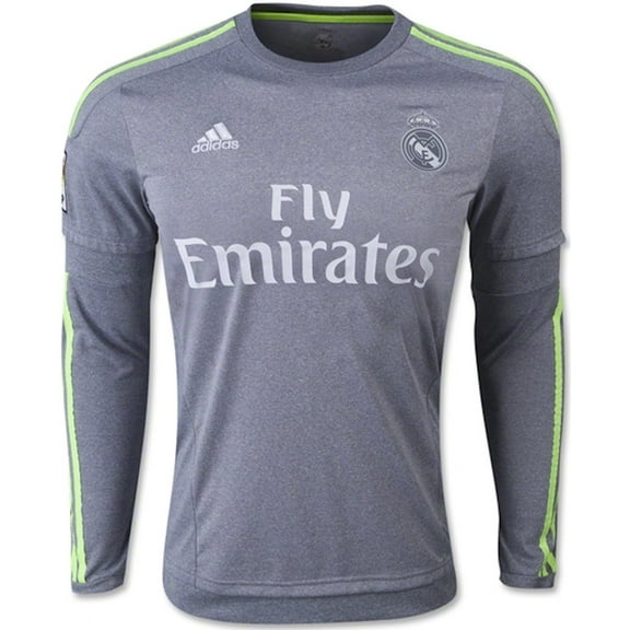 adidas Real Madrid Away Long Sleeve Soccer Jersey 2015/16 (Gray) X-Small
