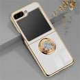 thumbnail image 1 of SaniMore Case for Samsung Galaxy Z Flip 5 6.7" 2023, Shockproof TPU Backplane 360 Degree Rotating Ring/Holder Stand Feature Magnetic Car Mount Anti-drop Heavy Duty ProtectIve Cover, White, 1 of 10