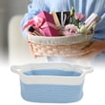 thumbnail image 6 of Unique Bargains 1 Set Empty Gift Decorative Basket Durable Woven Decorative Coiled Rope Basket 12"x8"x5" Blue White, 6 of 6