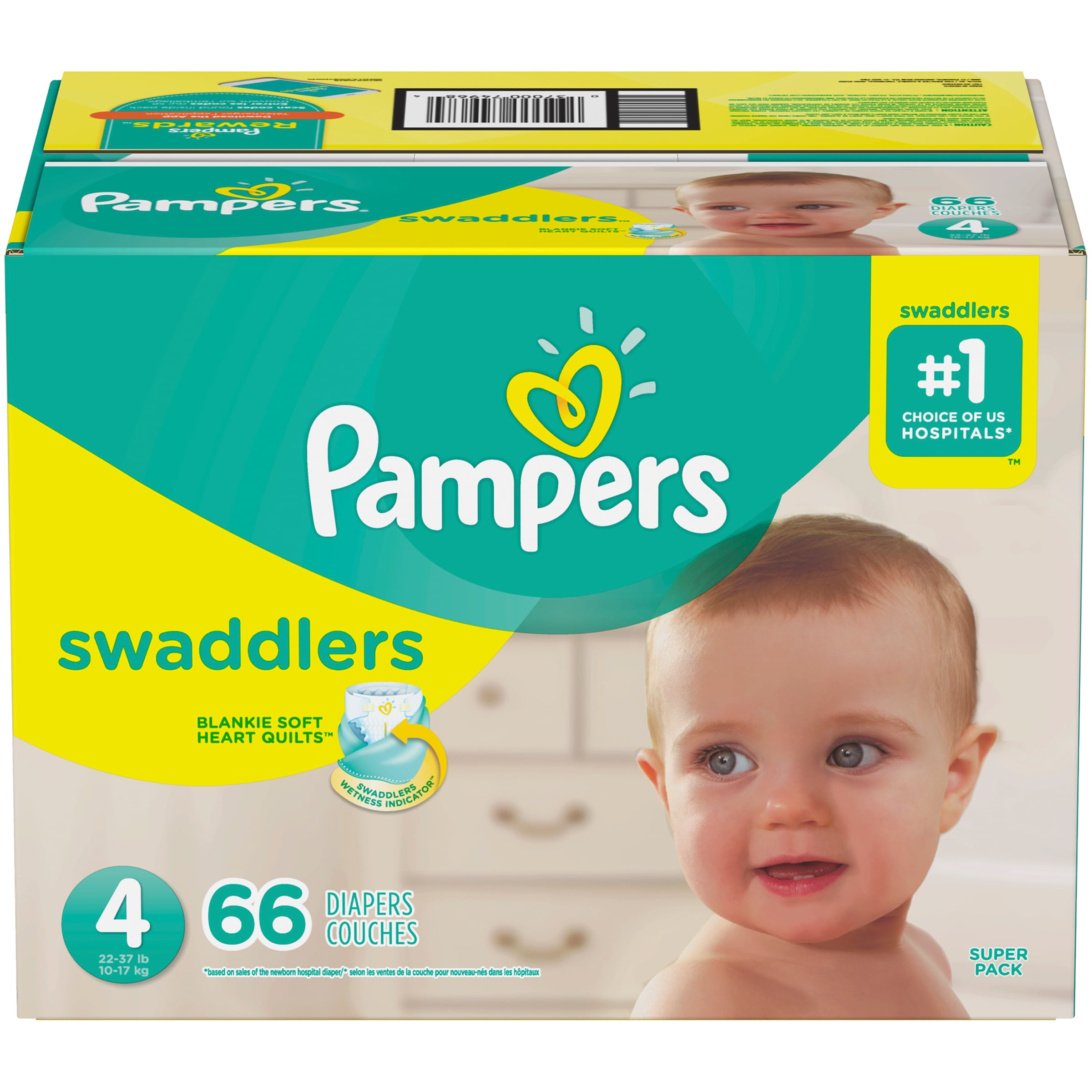 Absorbent Diapers, Size 4, 66 Ct 