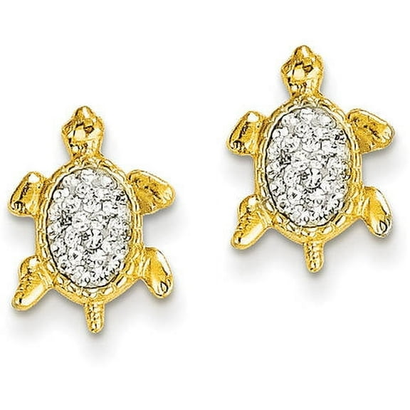 Primal Gold 14K Yellow Gold Crystal White Turtle Post Earrings