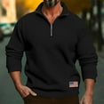 thumbnail image 2 of Xzbqbs Mens Quarter Zip Pullover Mock Neck Quilted Sweatshirt Casual Long Sleeve Polo Sweater Fashion Lightweight Sweatshirts, 2 of 6