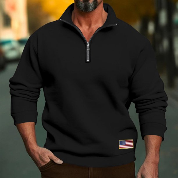 pstuiky camisas de manga larga para hombre, Camisa de manga larga raglán con cuello alto y cremallera de color sólido informal para hombre. salir tops xxl