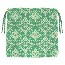 Jordan Manufacturing 20.25" x 20.75" Scampi Emerald Green Medallion Square Outdoor Chair Pad Seat Cushion with Ties