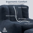 thumbnail image 3 of GOMAFO Bean Bag Chair with Footstool, Navy Lazy Sofa Chair for Adult, Comfy Couch for Living Room, Bedroom, Apartment, 3 of 11