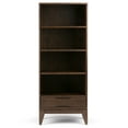 thumbnail image 3 of Harper 60 inch x 24 inch Solid Wood Mid Century Modern Bookcase with Storage in Walnut Brown, 3 of 10
