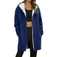 thumbnail image 3 of Winter Coats for Women Oversized Sherpa Lined Warm Long Zip Up Hoodies Casual Loose Cozy Solid Thick Fleece Jacket Navy XL, 3 of 6