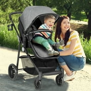 Costway Foldable Baby Stroller 2 in 1 Newborn Infant Travel Buggy Pushchair 22 lbs Gray