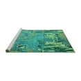 thumbnail image 2 of Ahgly Company Machine Washable Indoor Square Abstract Turquoise Blue Modern Area Rugs, 7' Square, 2 of 4