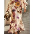 thumbnail image 5 of Ruffled waist printed dress, elegant long dress for women, 5 of 5
