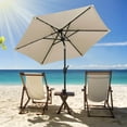 thumbnail image 4 of Costway 7.5 ft Solar Powered Patio Umbrella with LED Lights Push Button Tilt Crank Handle Beige, 4 of 10