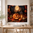 thumbnail image 5 of Glowing Jack-O-Lantern with Pumpkins and Gourds on a Wooden Surface, Cozy Rustic for Autumn Enthusiasts, Still Life Art Decor, Halloween Gift, Tapestry Wall Hanging for Living Room and Bedroom, 5 of 7
