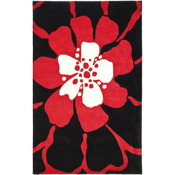 SAFAVIEH Soho Collection SOH730C Handmade Black / Red Rug