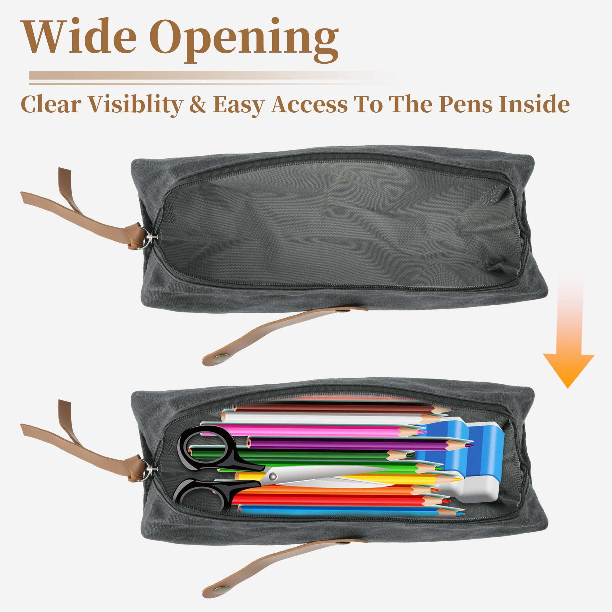 Unique Bargains Waxed Style Aesthetic Pen Bag Organizer Gray