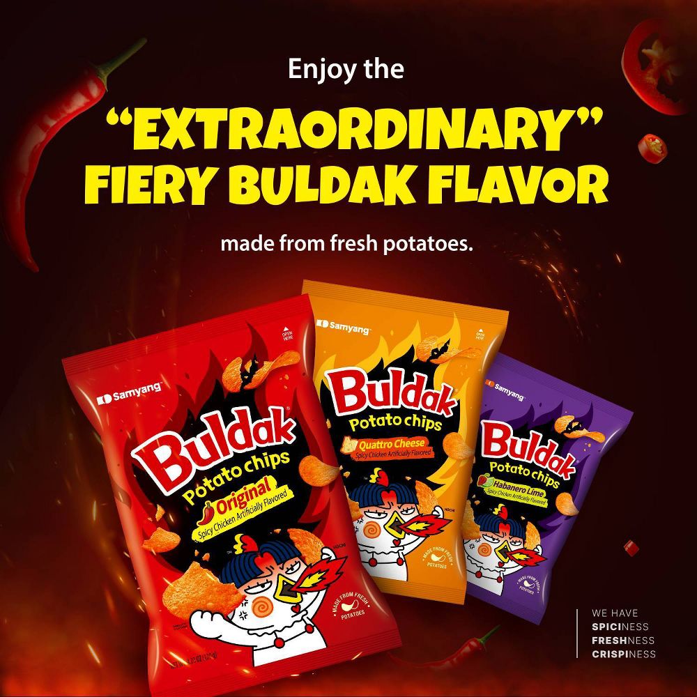 Pack of 12 Samyang Chips Potato Buldak Original 4.23 oz