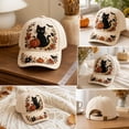 thumbnail image 5 of Fall Embroidered Baseball Cap,Vintage Black Cat Pumpkin Floral Adjustable Trucker Hat,Casual Holiday Accessory for Women Men, 5 of 7