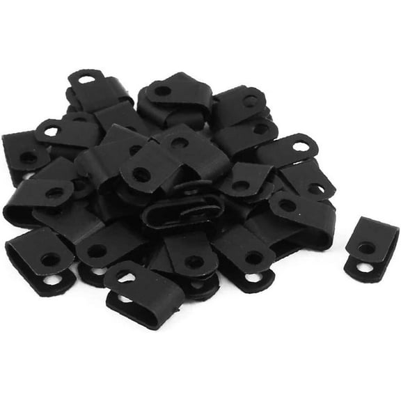 50 Pcs Black Nylon U Type Cable Clip Clamp for 5.2mm Dia Wire Hose Tube(Morsetto per fascette per cavi in ​​nylon tipo U da 50 pz