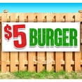 thumbnail image 1 of $5 Burger 13 oz Vinyl Banner With Metal Grommets, 1 of 4