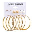 thumbnail image 1 of Pearl Earring Set Fashion Hoop Creative Metal Geometric Hoop Earrings Women, 1 of 9