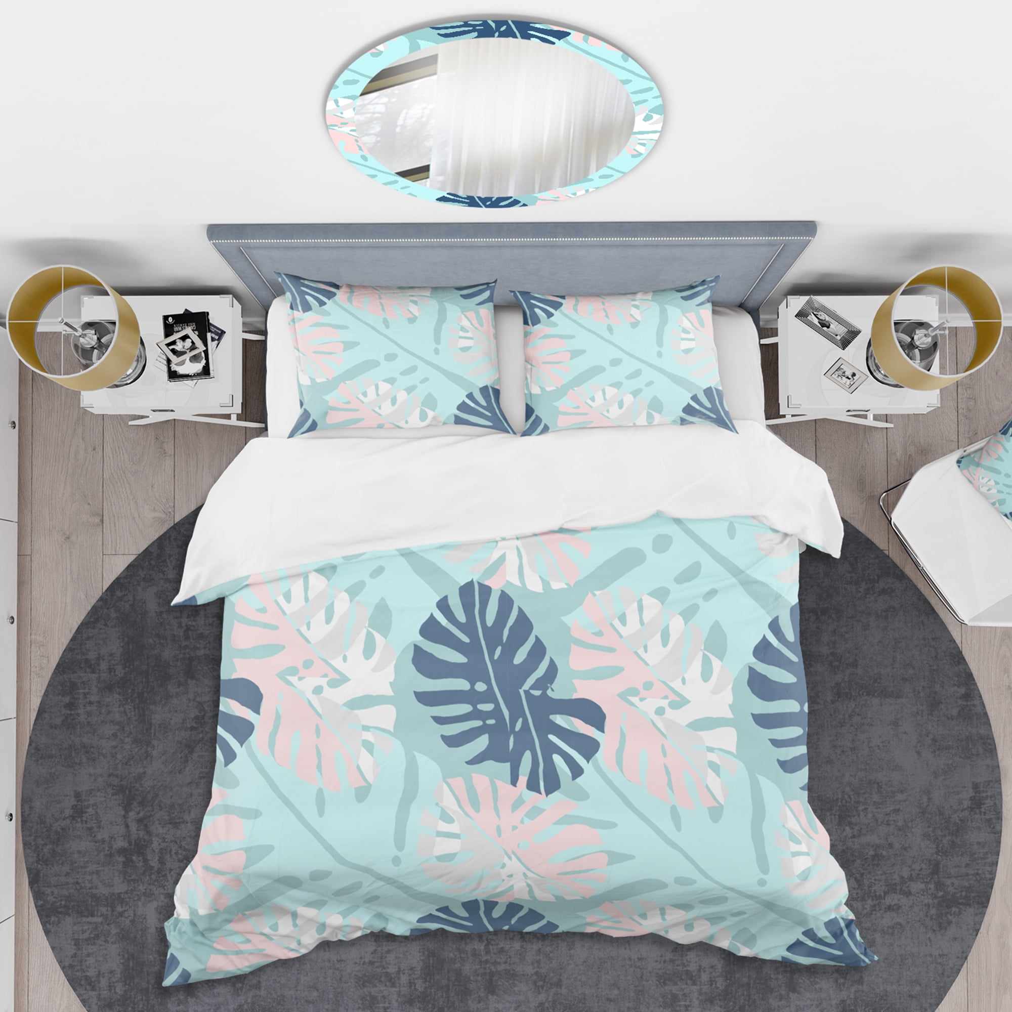 Designart 'Retro Floral Pattern II' Mid-Century Modern Duvet Cover Set