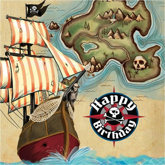 Creative Party Pirate�'s Map Happy Birthday Napkins (Pack of 16)