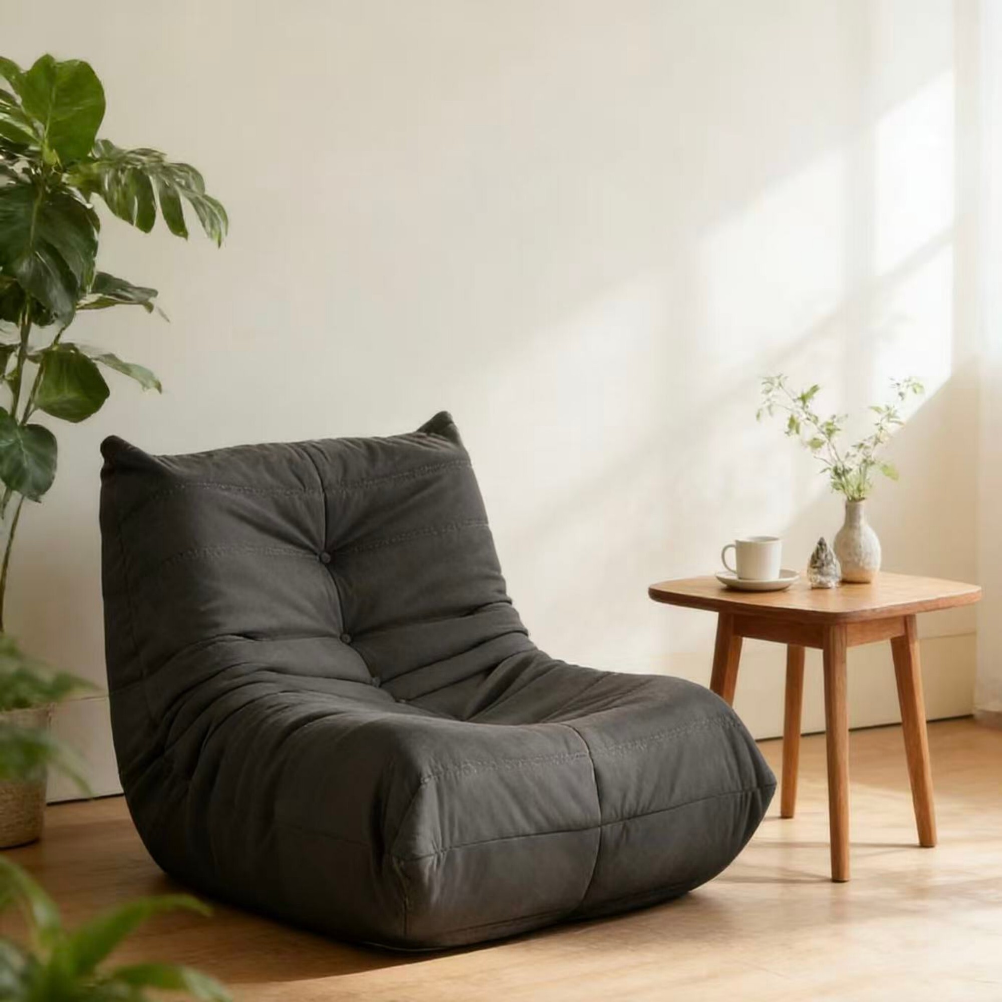Kosynda Bean Bag Chairs for Adults, Giant BeanBag Chair with Memory Foam Filled, Comfy Bean Bag Sofa for Living Room, Bedroom, Office, Gray