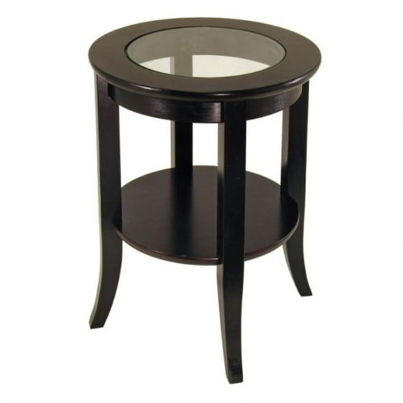 Ergode Genoa End Table, Glass Inset, one shelf