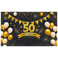 thumbnail image 5 of Glamorous Gold 50th Birthday Banner with Balloons Stars and Sparkles Backdrop Decor for Birthday Party Photography Props Celebration Decorations, 5 of 7