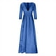 thumbnail image 3 of Qucoqpe - Vestido de fiesta con lentejuelas brillantes para mujer, elegante vestido de dama de honor con escote en V, manga larga, satén, corte sirena, abertura lateral alta, brillante, elástico,, 3 of 5